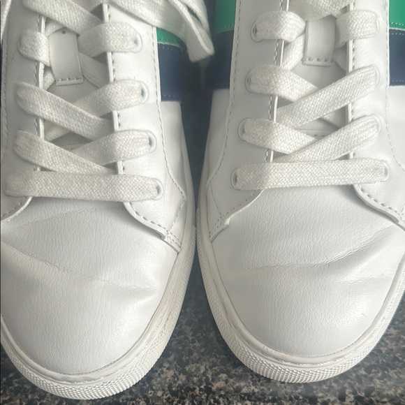 JCrew White Sneakers with Green and Blue Stripes - Picture 7 of 10